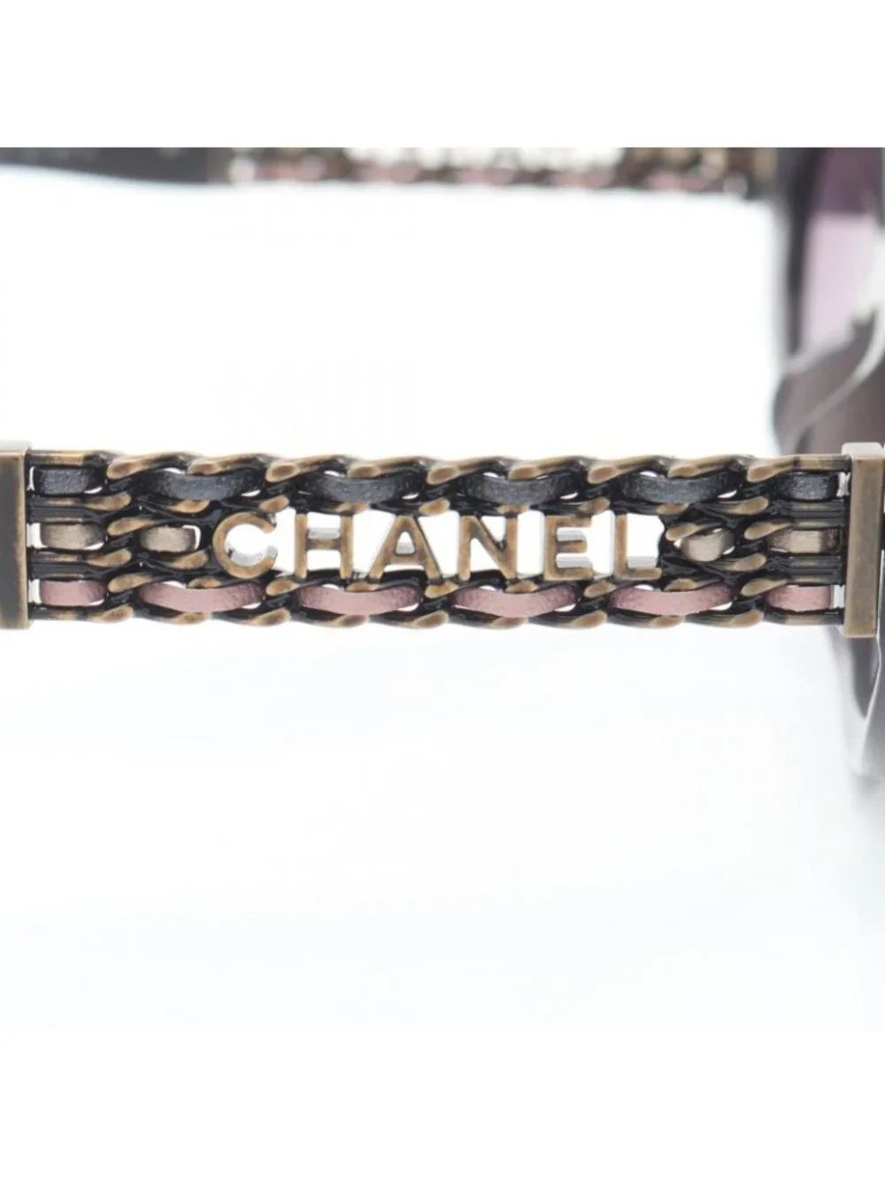 Chanel Sunglasses Logo Chain Gradient Lens Leather Eyewear